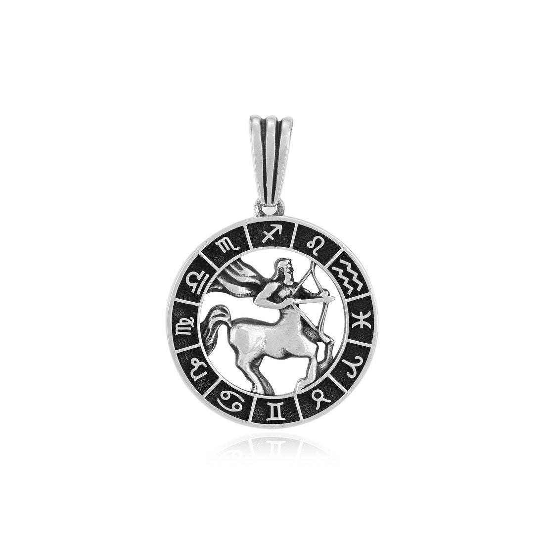 Rhodium 925 Bold Horizons Sagittarius Oxidised Pendant