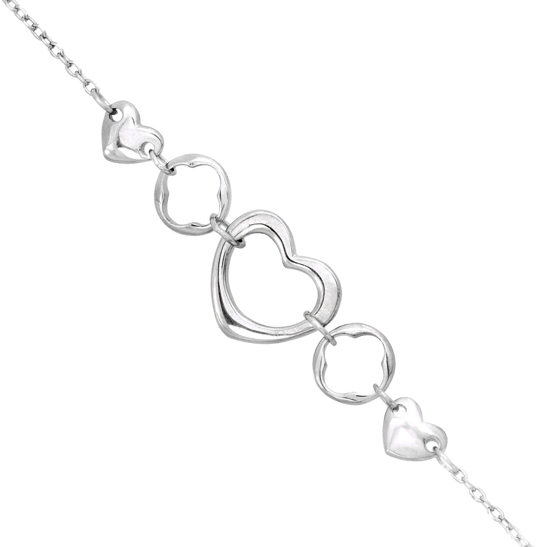 Rhodium 925 Clover Heart Fusion Rhodium Plated Bracelets