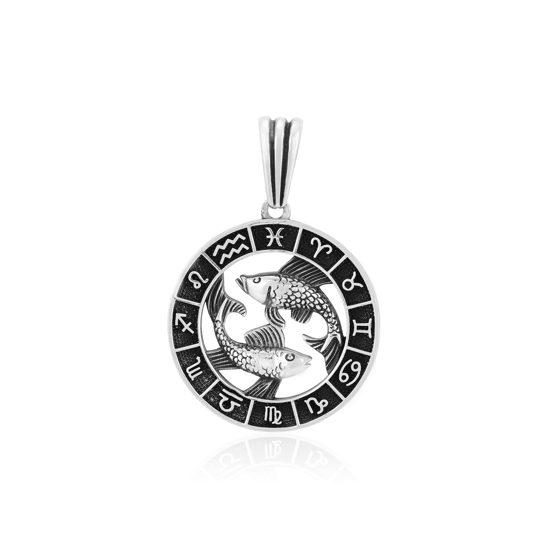 Rhodium 925 Compassionate Pisces Oxidised Zodiac Pendant