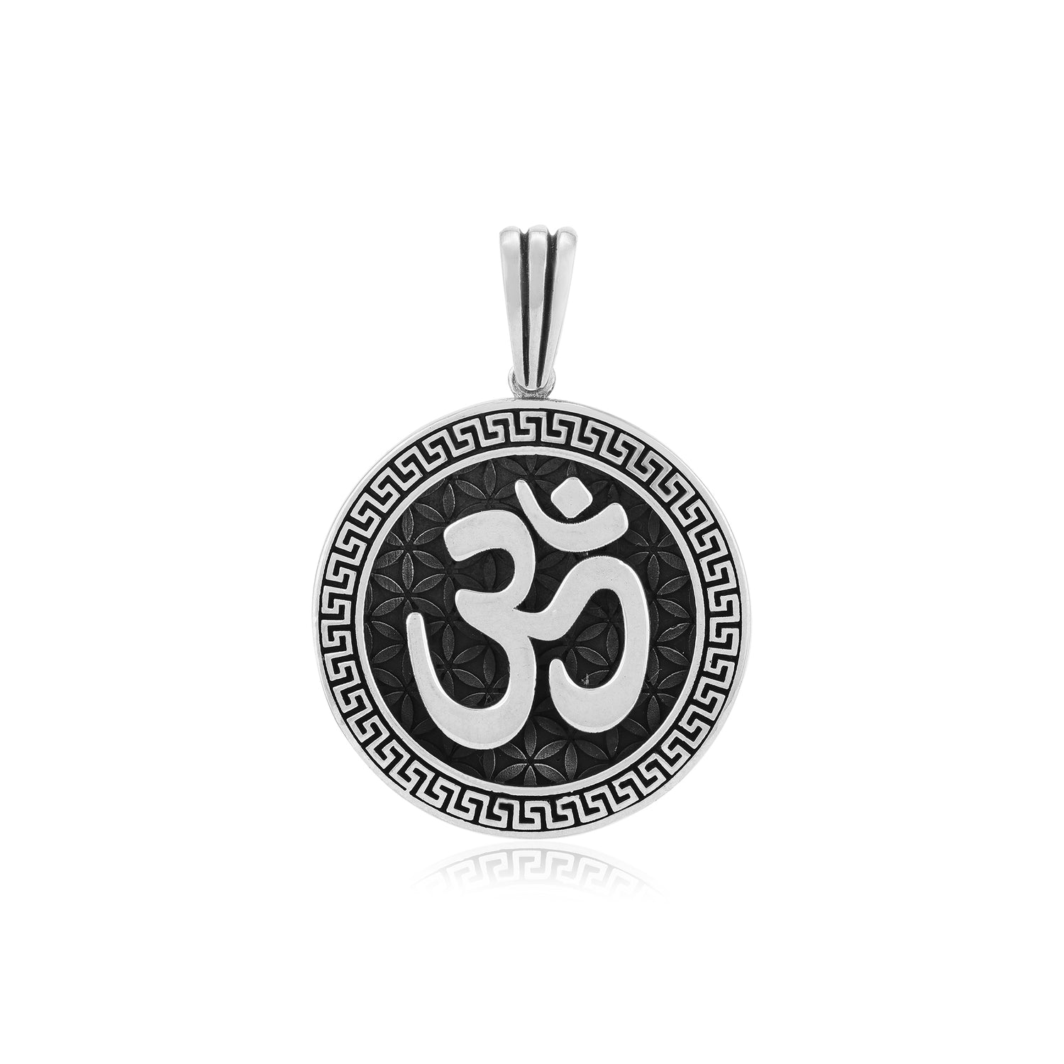 Rhodium 925 Divine Om Oxidised Pendant