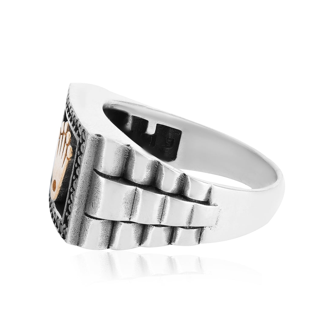 Rhodium 925 Imperial Crown Squared Sterling Silver Ring