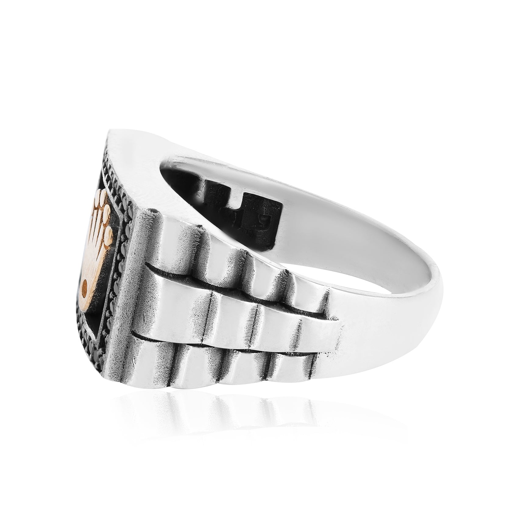 Rhodium 925 Imperial Crown Squared Sterling Silver Ring
