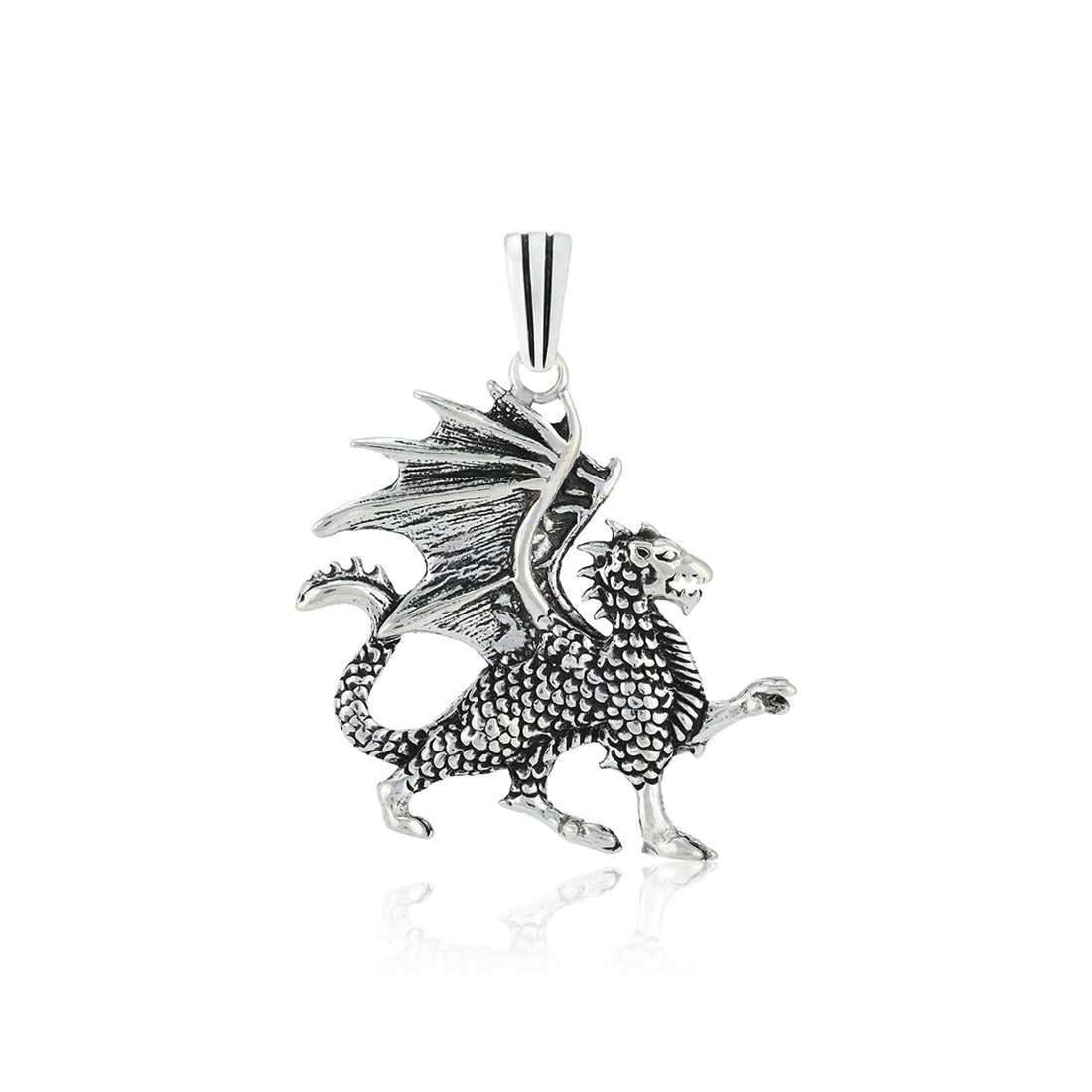 Rhodium 925 Majestic Wing Dragon Oxidised Pendant