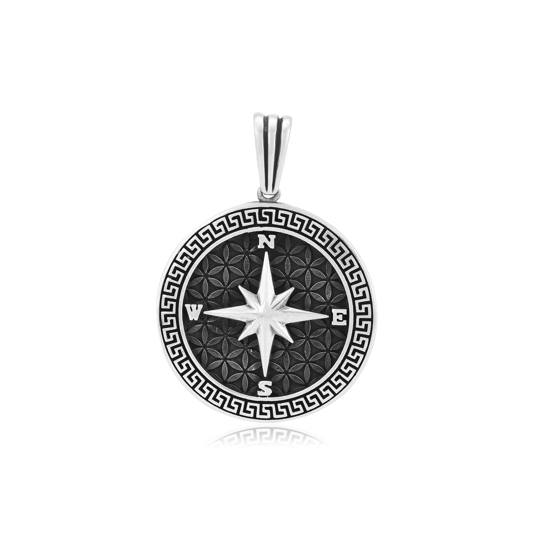 Rhodium 925 Navigator Compass Oxidised Pendant