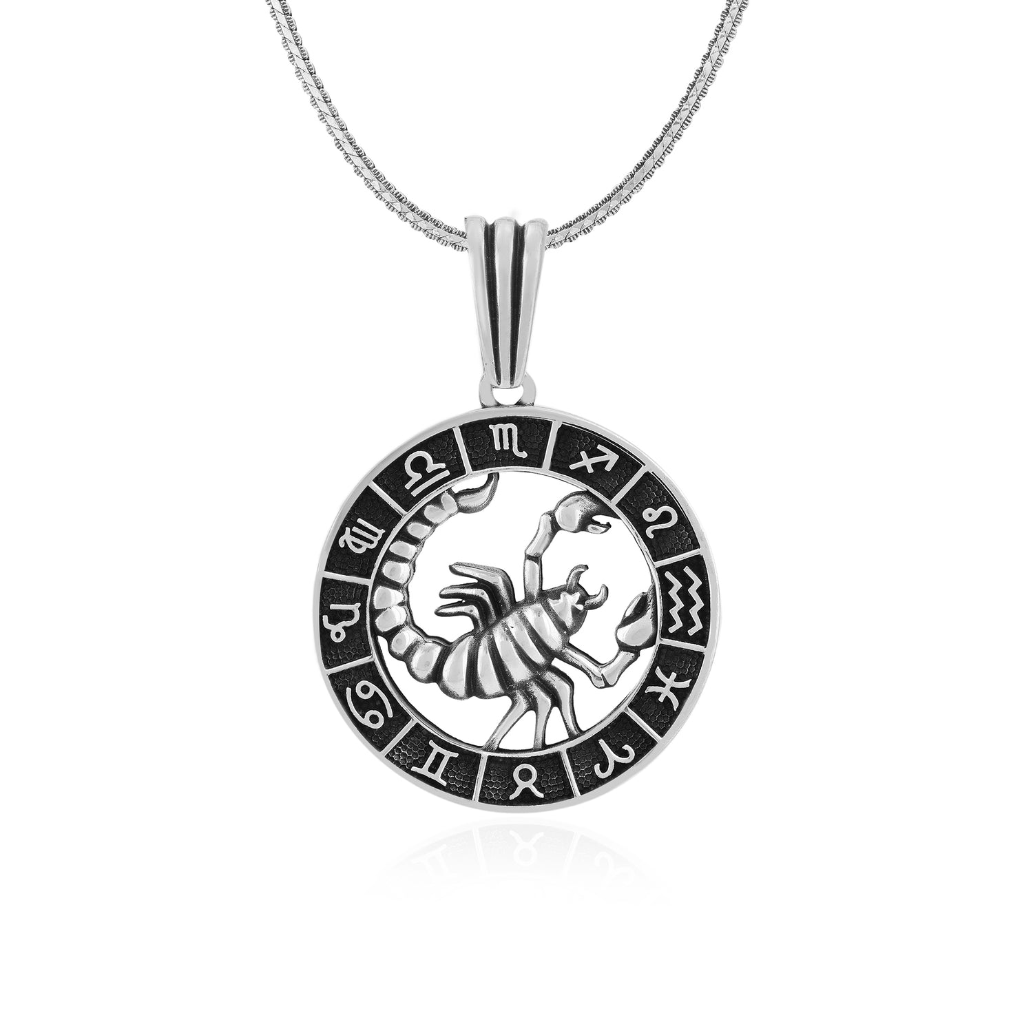 Rhodium 925 Nurturing Cancer Oxidised Zodiac Pendant
