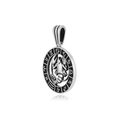 925 Nurturing Cancer Oxidised Zodiac Pendant 1
