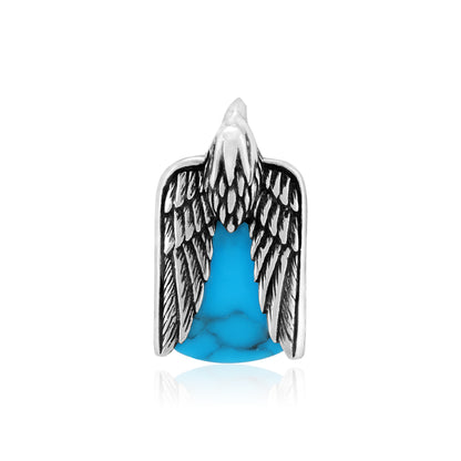 Rhodium 925 Oxidised Eagle Winged Turquoise Pendant