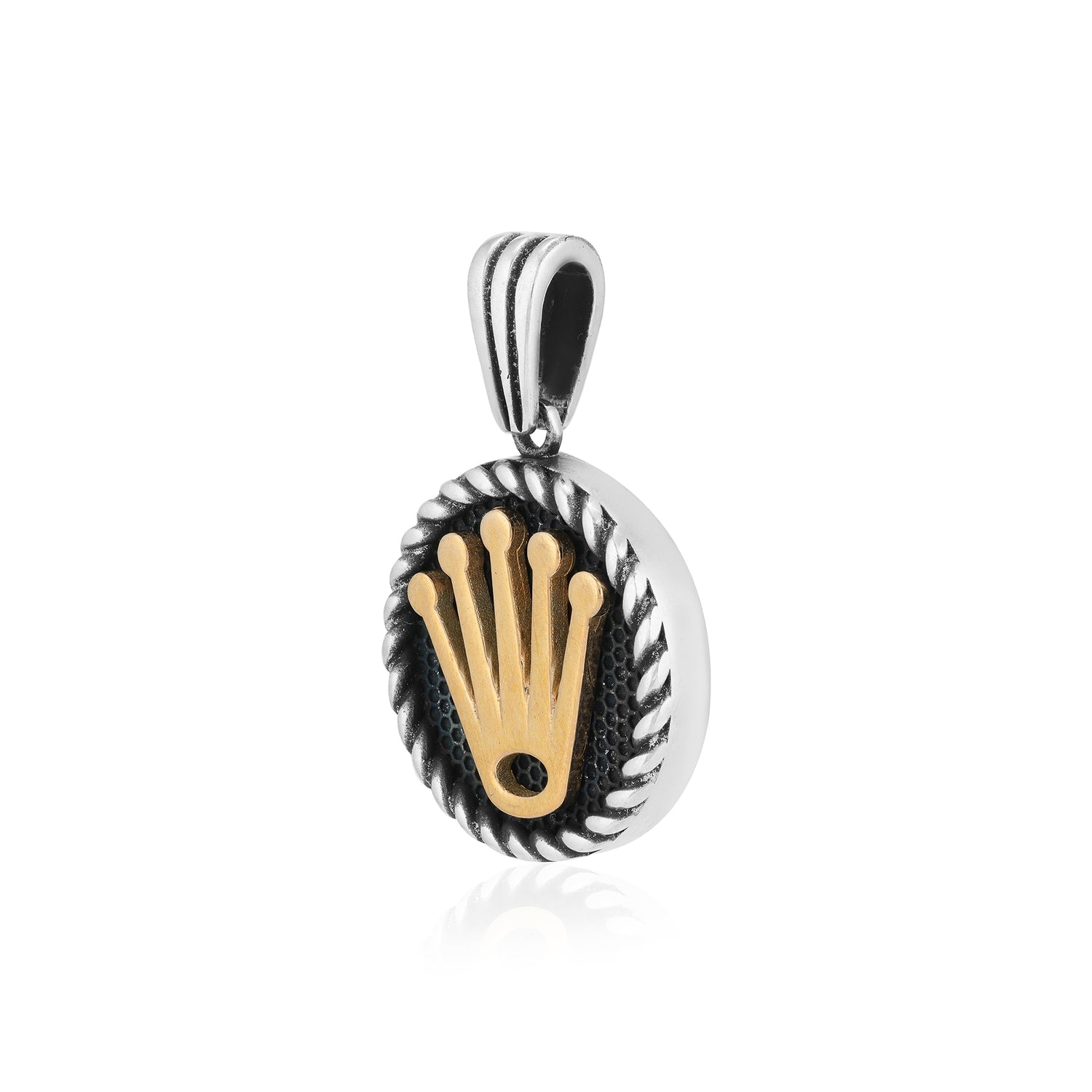Rhodium 925 Oxidised Royal King Crown Oxidised Pendant