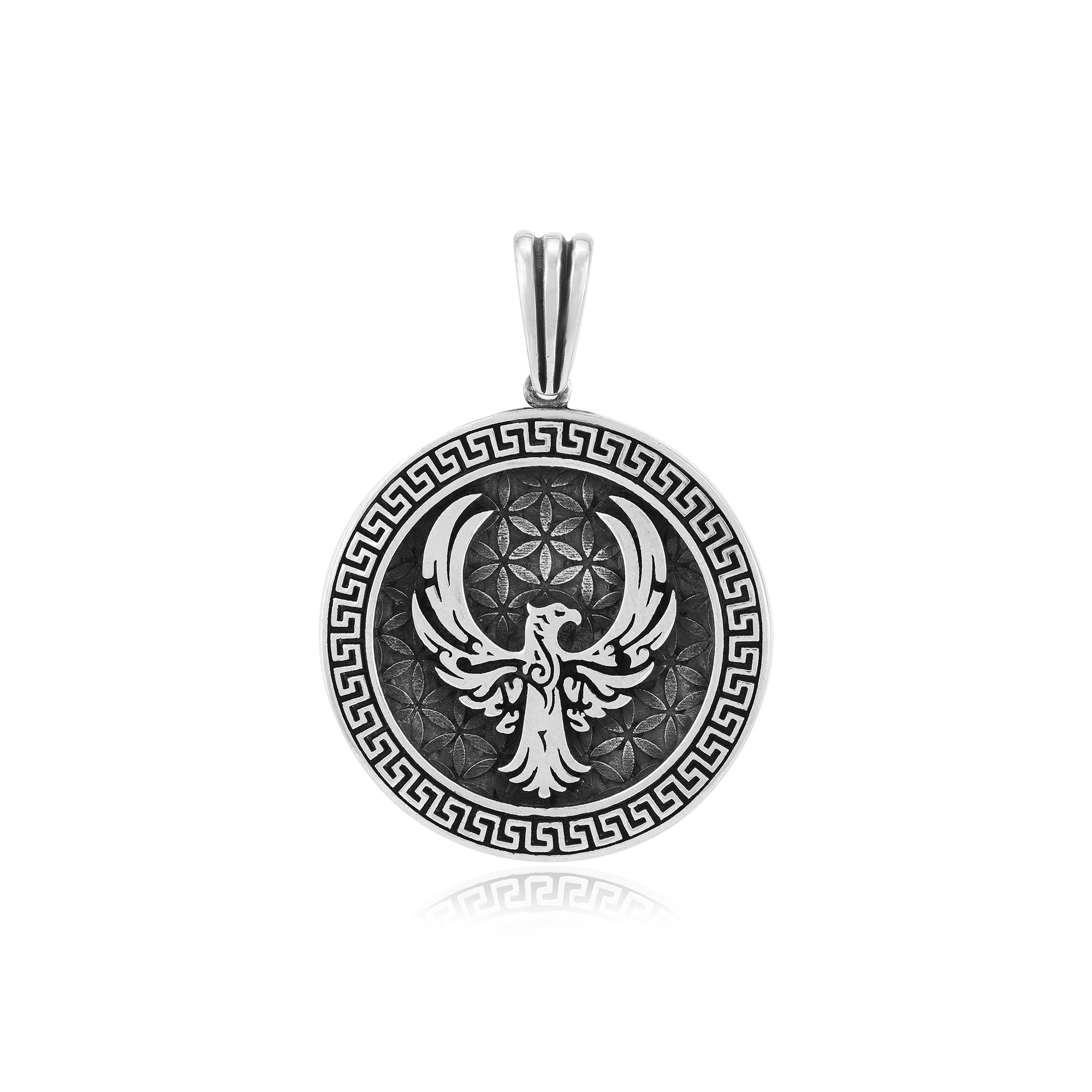 Rhodium 925 Phoenix Inferno Oxidised Pendant