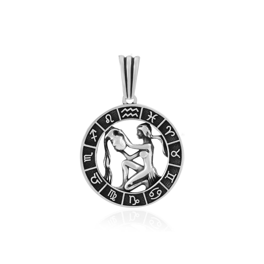 Rhodium 925 Pristine Virgo Oxidised Zodiac Pendant