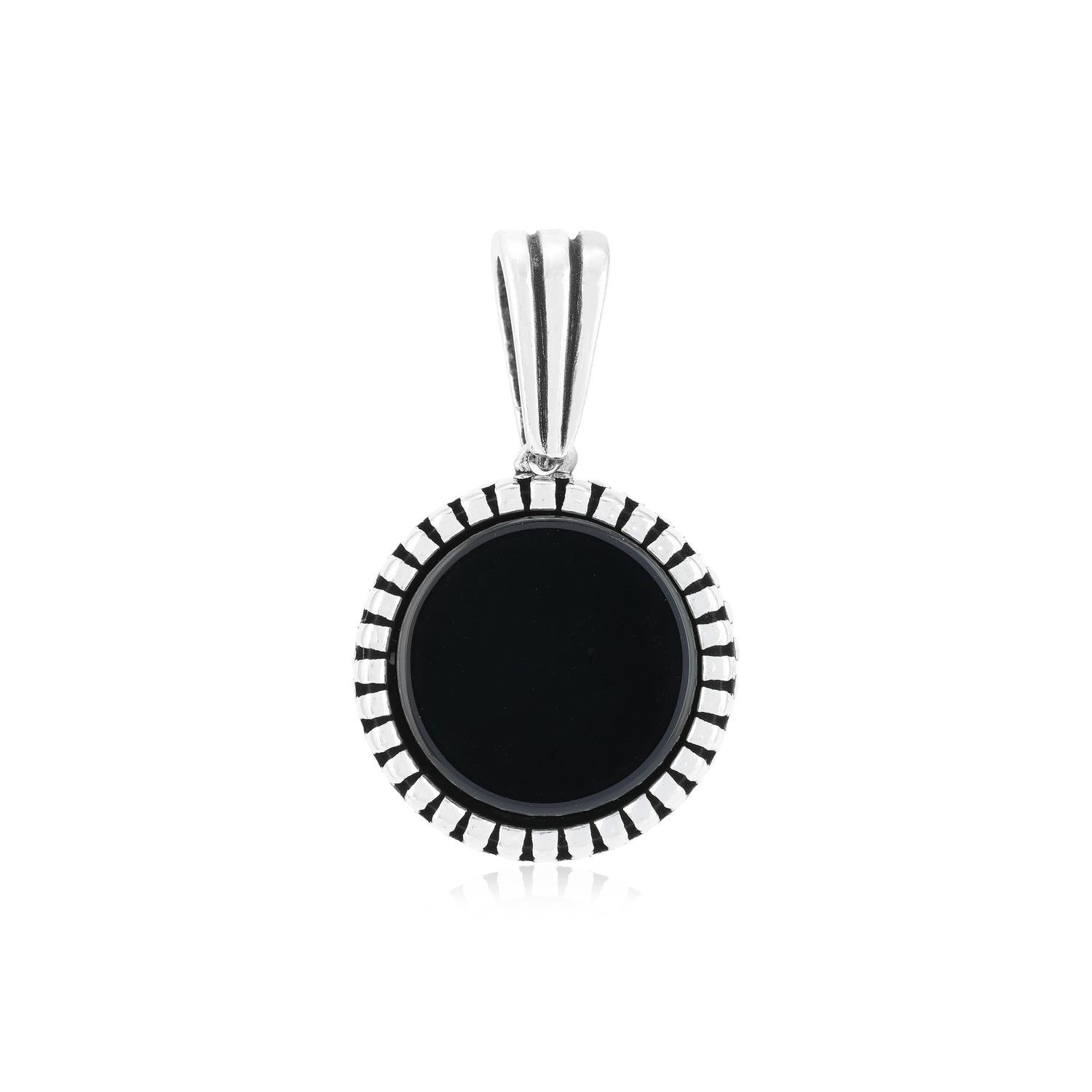 Rhodium 925 Sophistique Rope Black Agate Halo Pendant