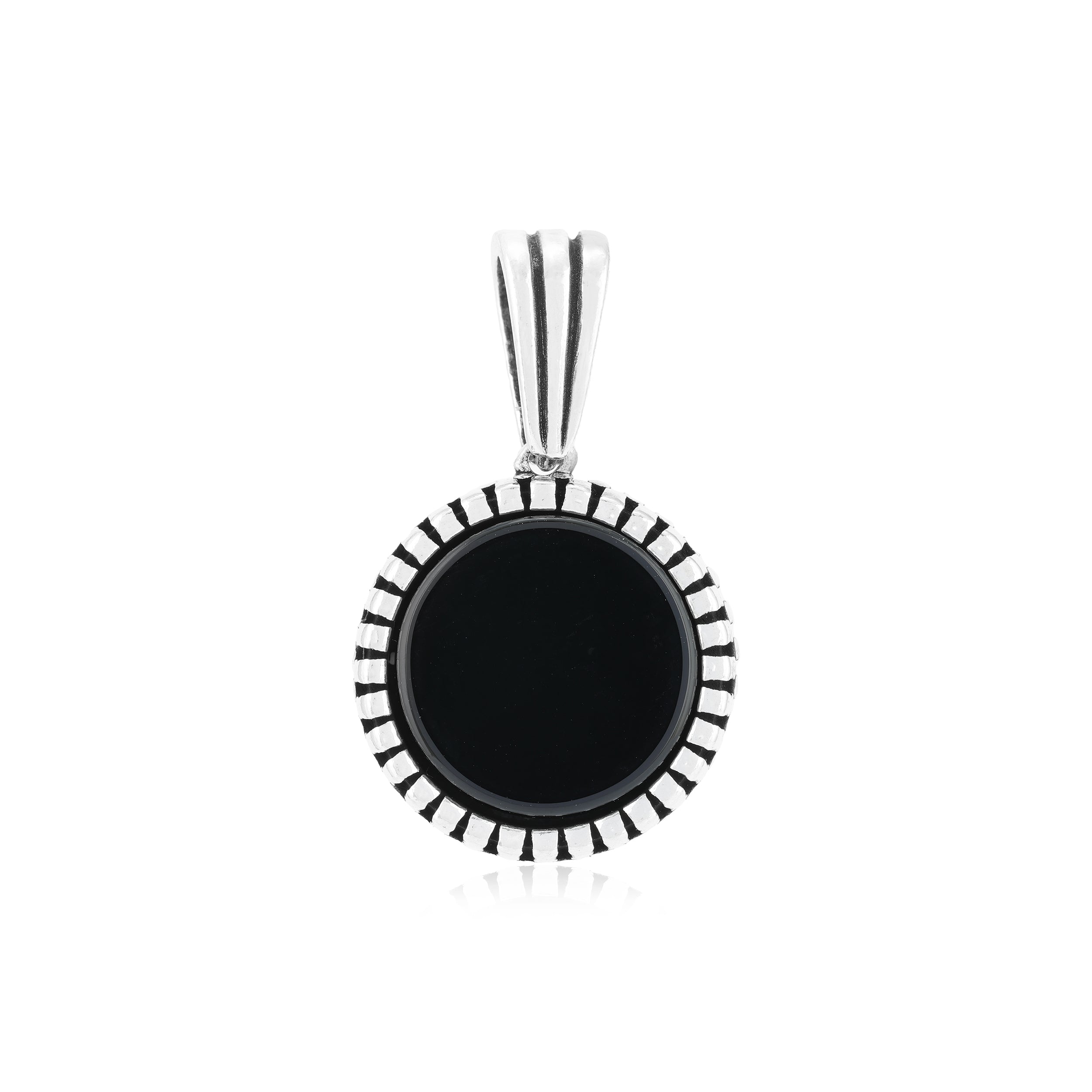Rhodium 925 Sophistique Rope Black Agate Halo Pendant