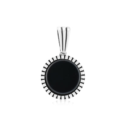 Rhodium 925 Sophistique Rope Black Agate Halo Pendant
