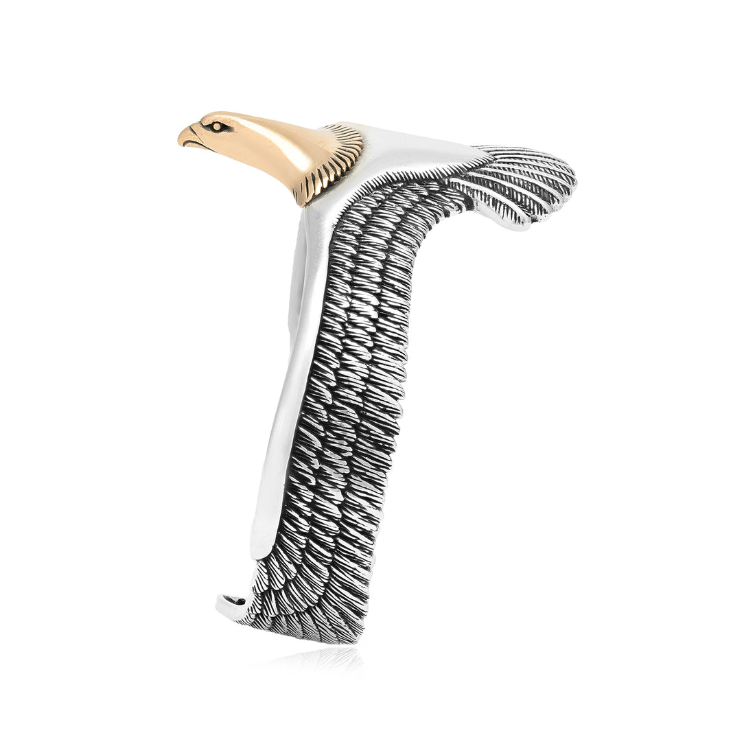 Rhodium 925 Sovereign Oxidised Sterling Silver Eagle Cuff
