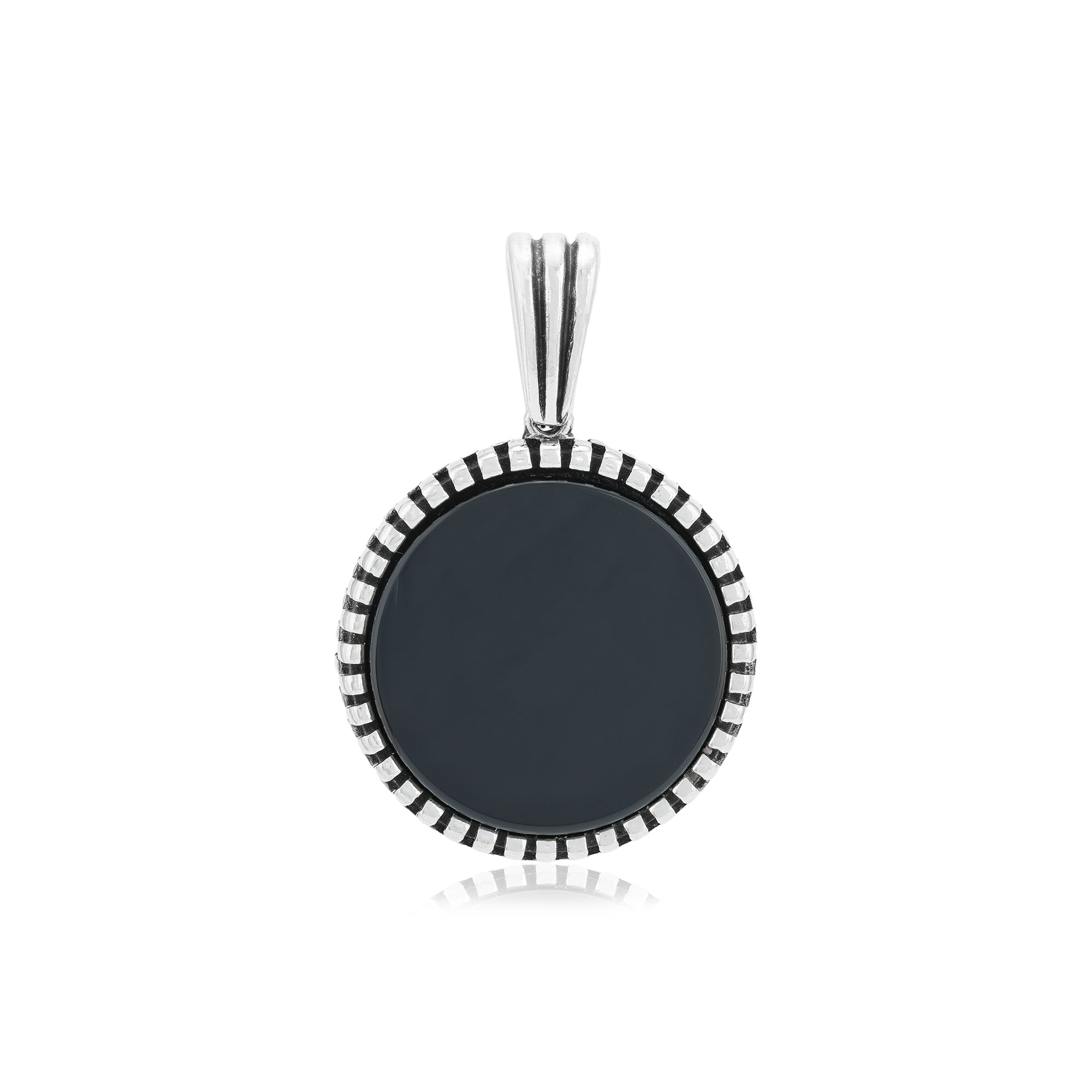 Rhodium 925 Twilight Embrace Oxidised Black Agate Halo Pendant