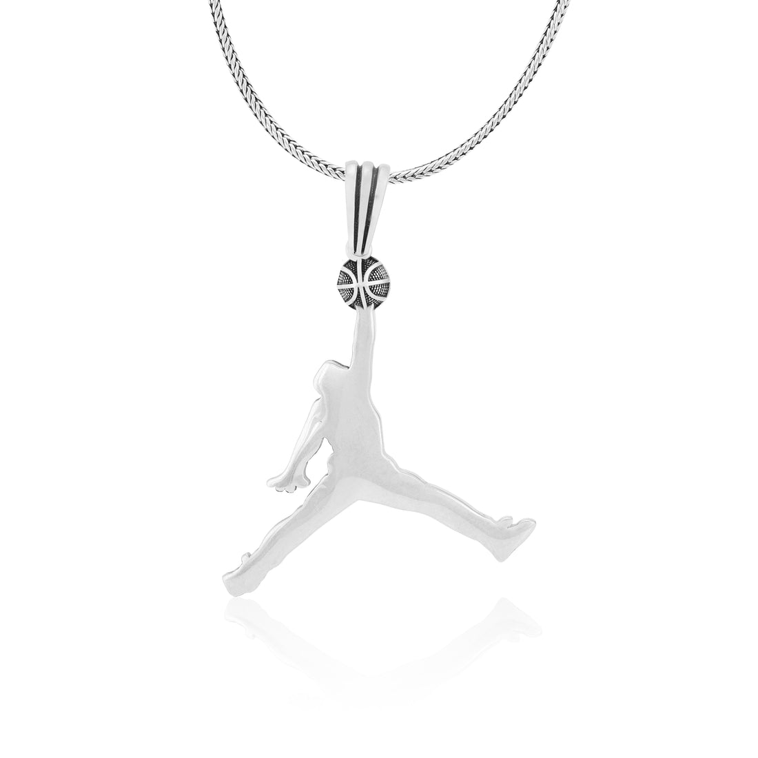 Rhodium Basketball Hustler Oxidised Pendant