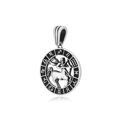 Rhodium Bold Horizons Sagittarius Oxidised Pendant