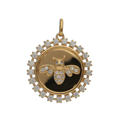 Rhodium  Golden Bee pendant IT0030