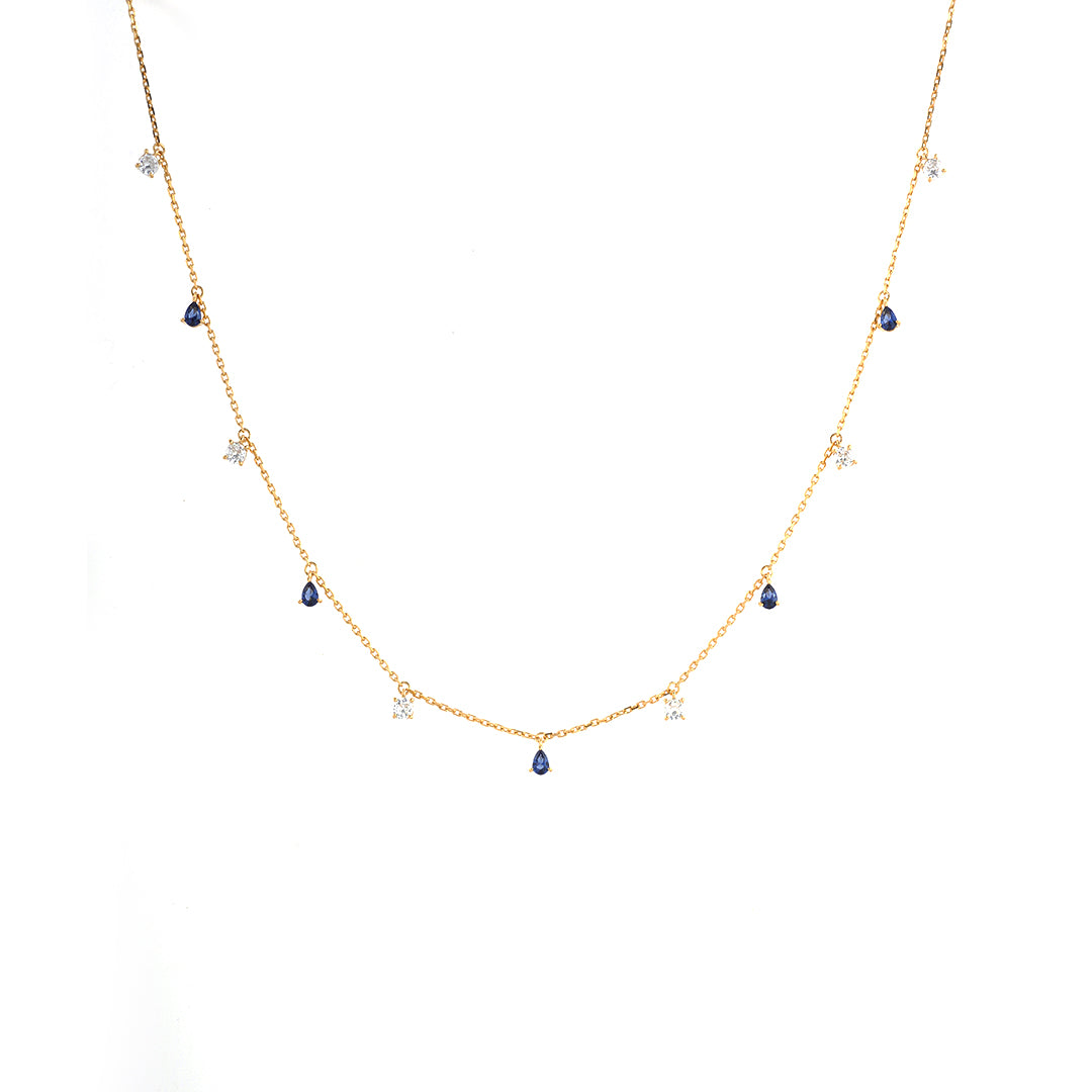 Rhodium Icy Blue Drop Necklace