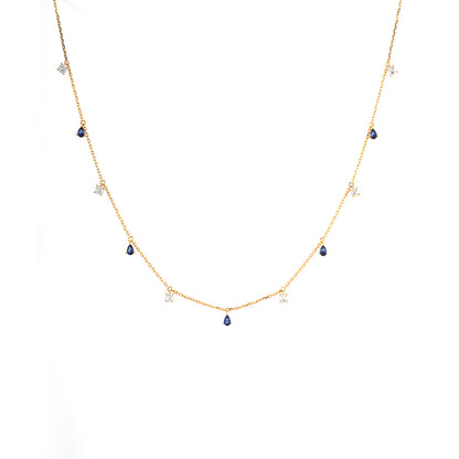 Rhodium Icy Blue Drop Necklace