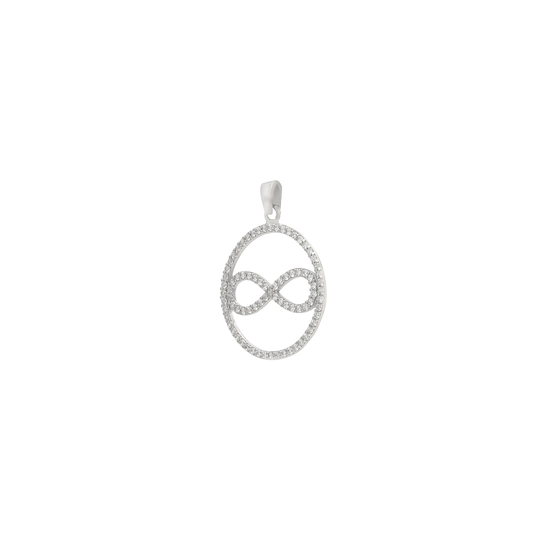 Rhodium Infinity Halo Pendant IE0009