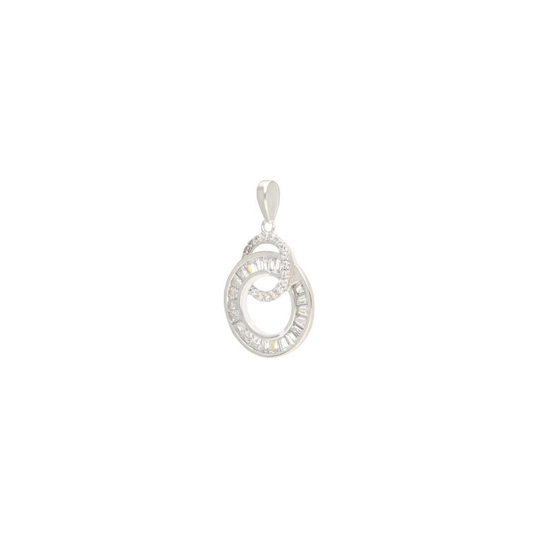 Rhodium Interlinked Halo Pendant IE0010