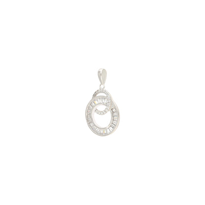 Rhodium Interlinked Halo Pendant IE0010