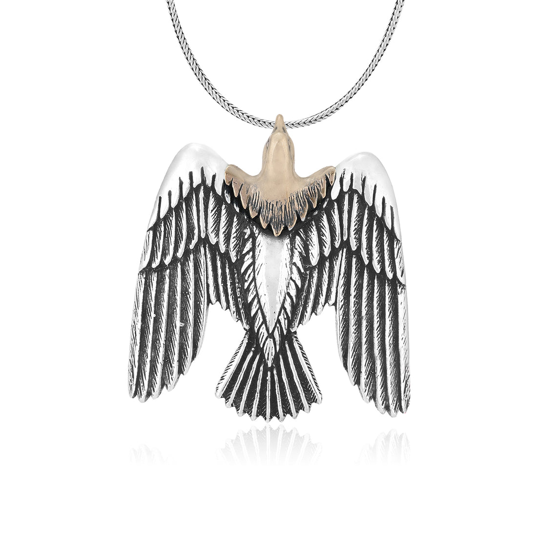 Rhodium Majestic Winged Eagle Oxidised Pendant