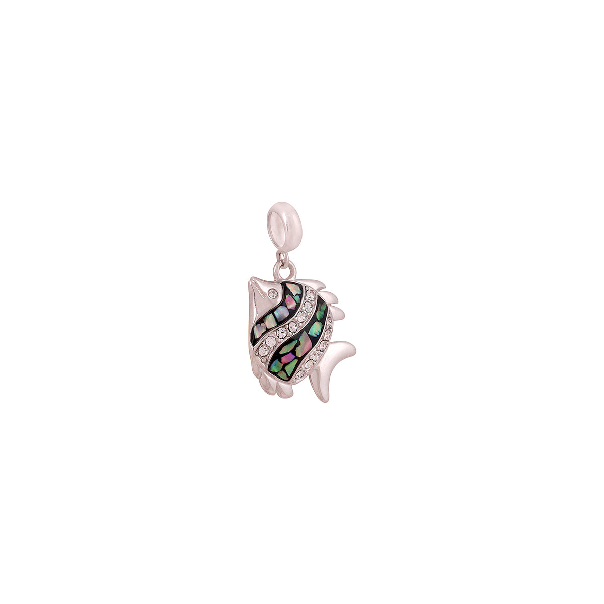 Rhodium Mosaic Fish Pendant IT0253