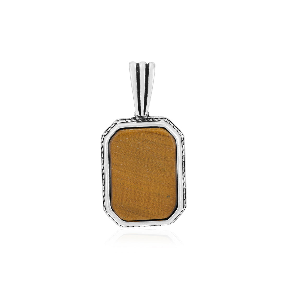 Rhodium Octagonal Tiger Eye 925 Oxidised Pendant