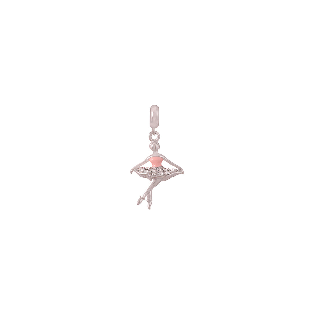 Rhodium Peach Dancing Doll Pendant IT0258