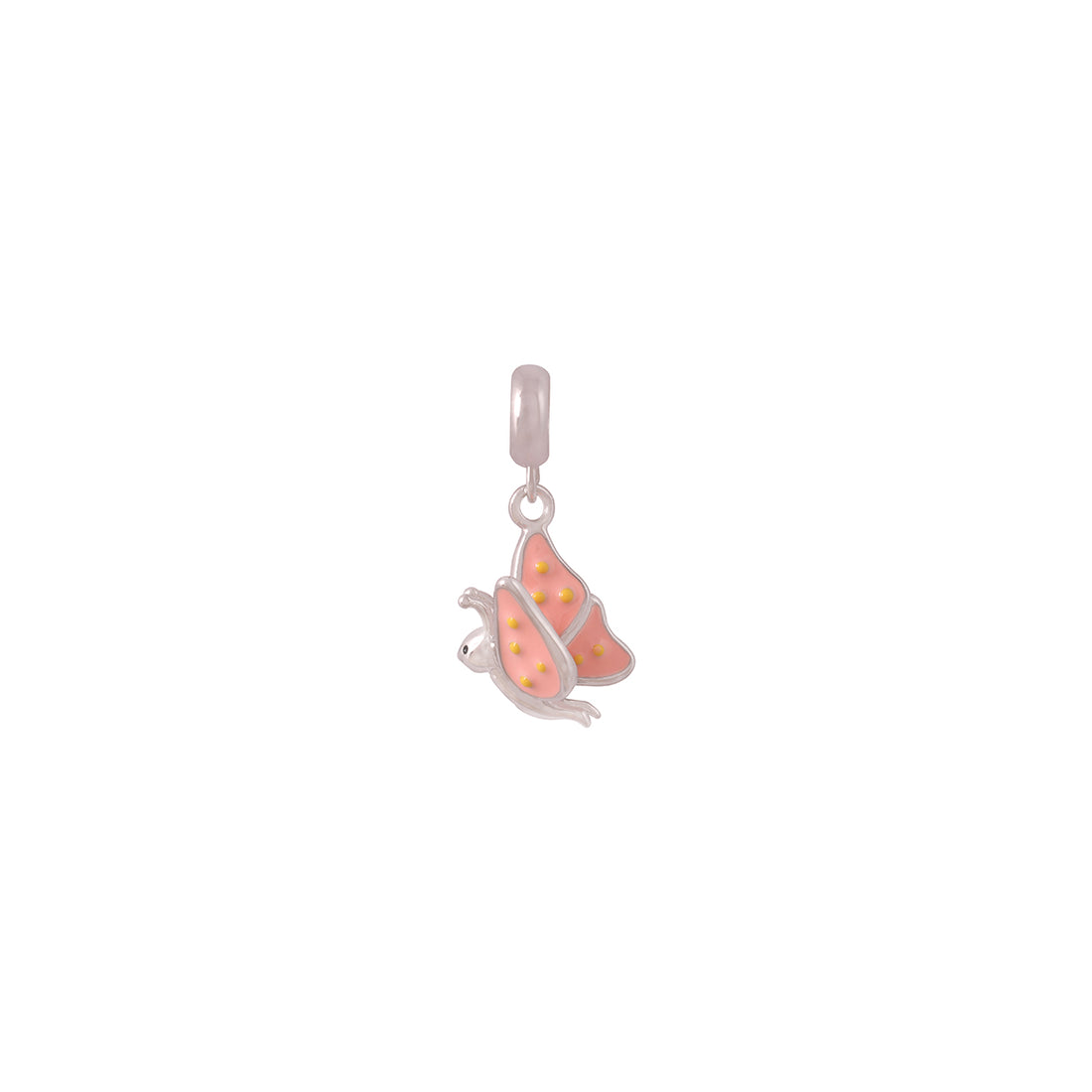 Rhodium Peach butterfly Pendant IT0256