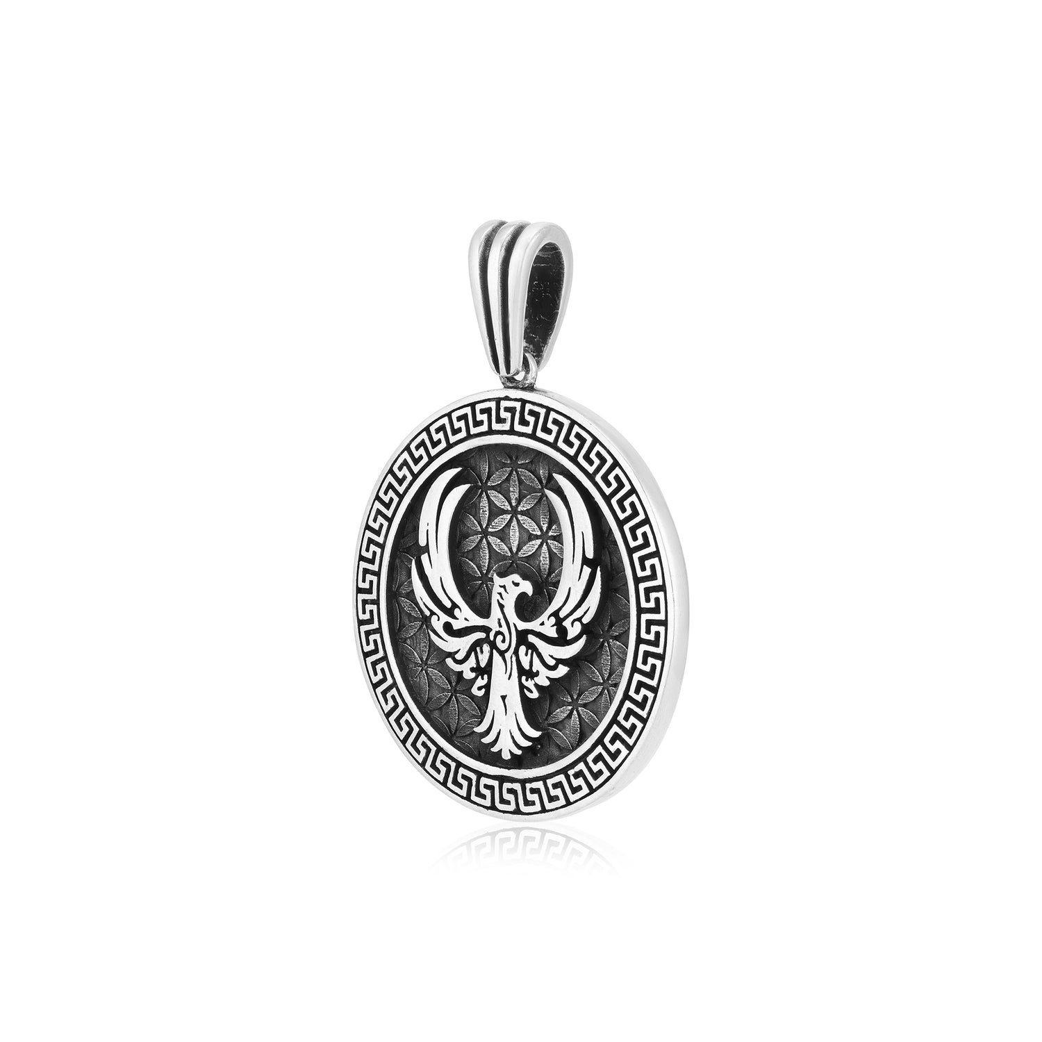 Rhodium Phoenix Inferno Oxidised Pendant