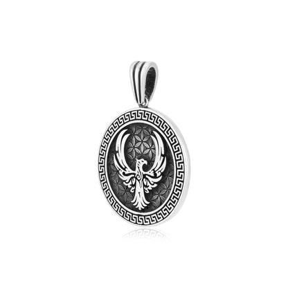 Rhodium Phoenix Inferno Oxidised Pendant