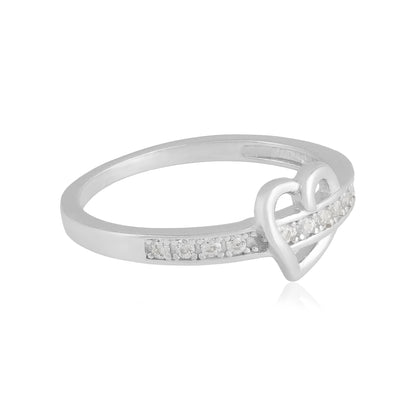 Rhodium Plated Heart Within Ring