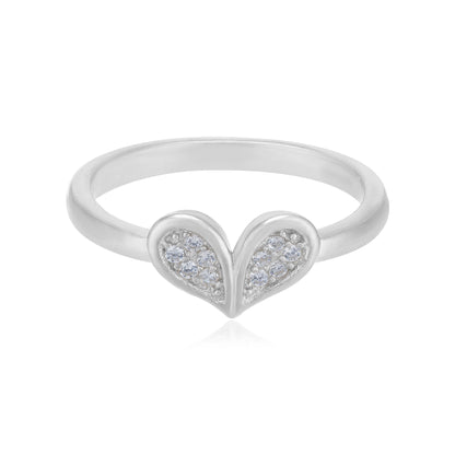 Rhodium Plated Majestic Heart Ring