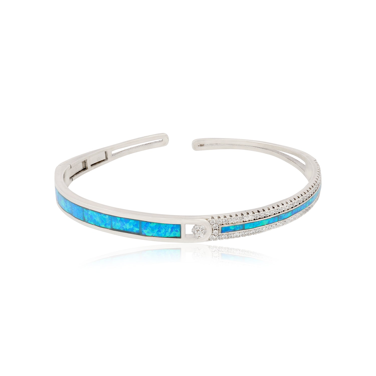 Rhodium Plated Opal Blue Chic 925 Kada