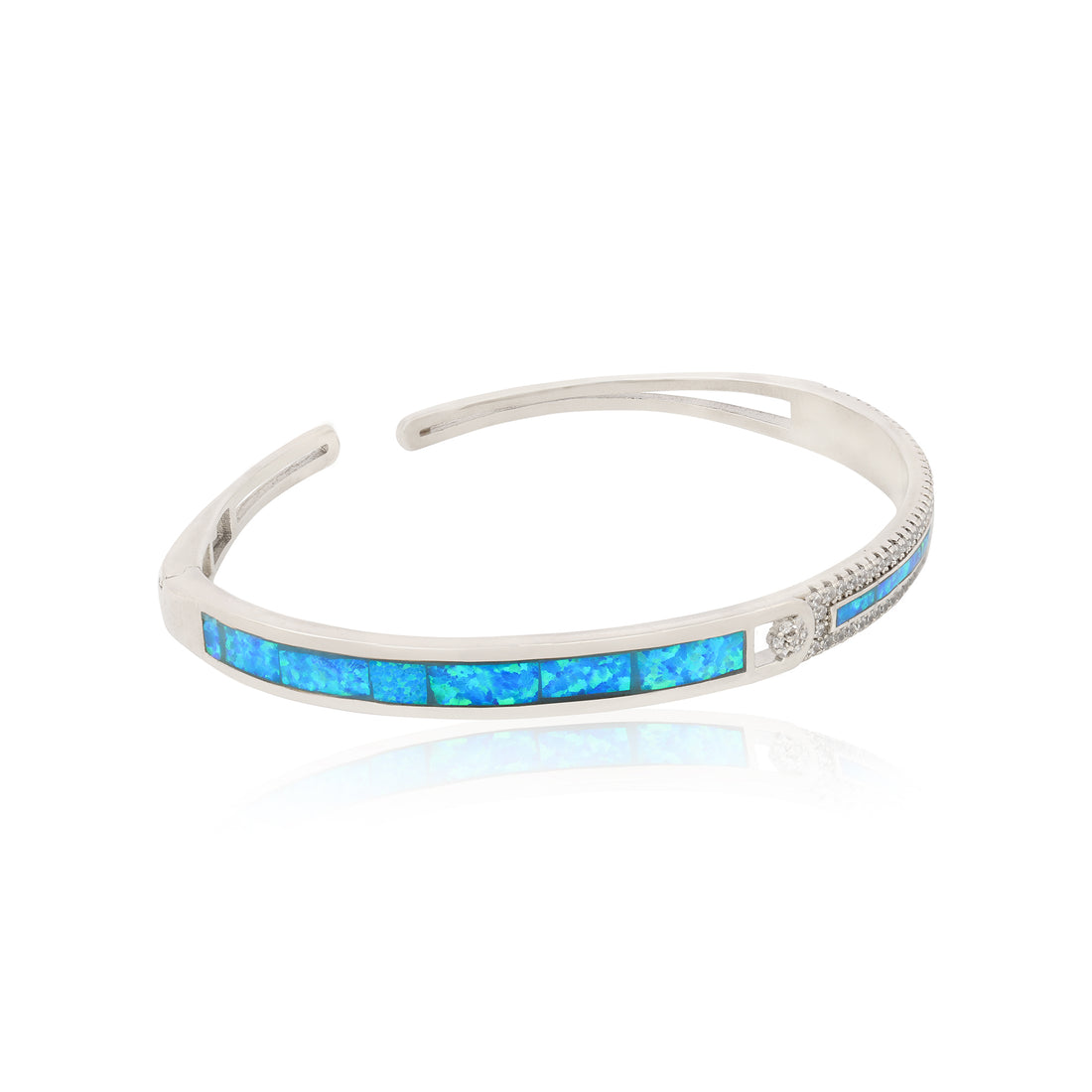 Rhodium Plated Opal Blue Chic 