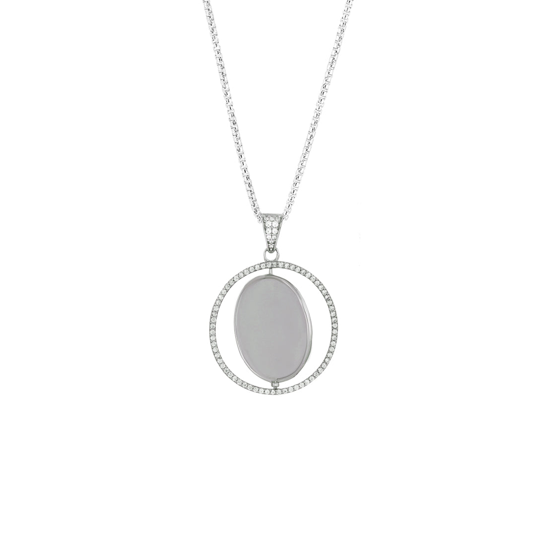 Rhodium Radiant Silver Chain Pendant IO0003