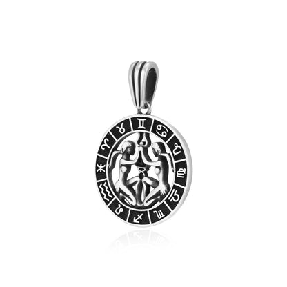 Rhodium  Resilient Gemini Oxidised Pendant 