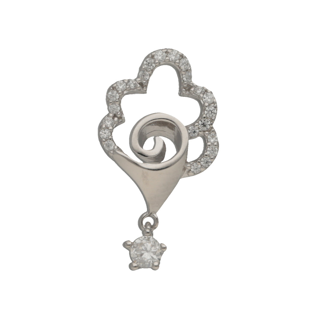 Rhodium Silver Floral Pendant IT0033