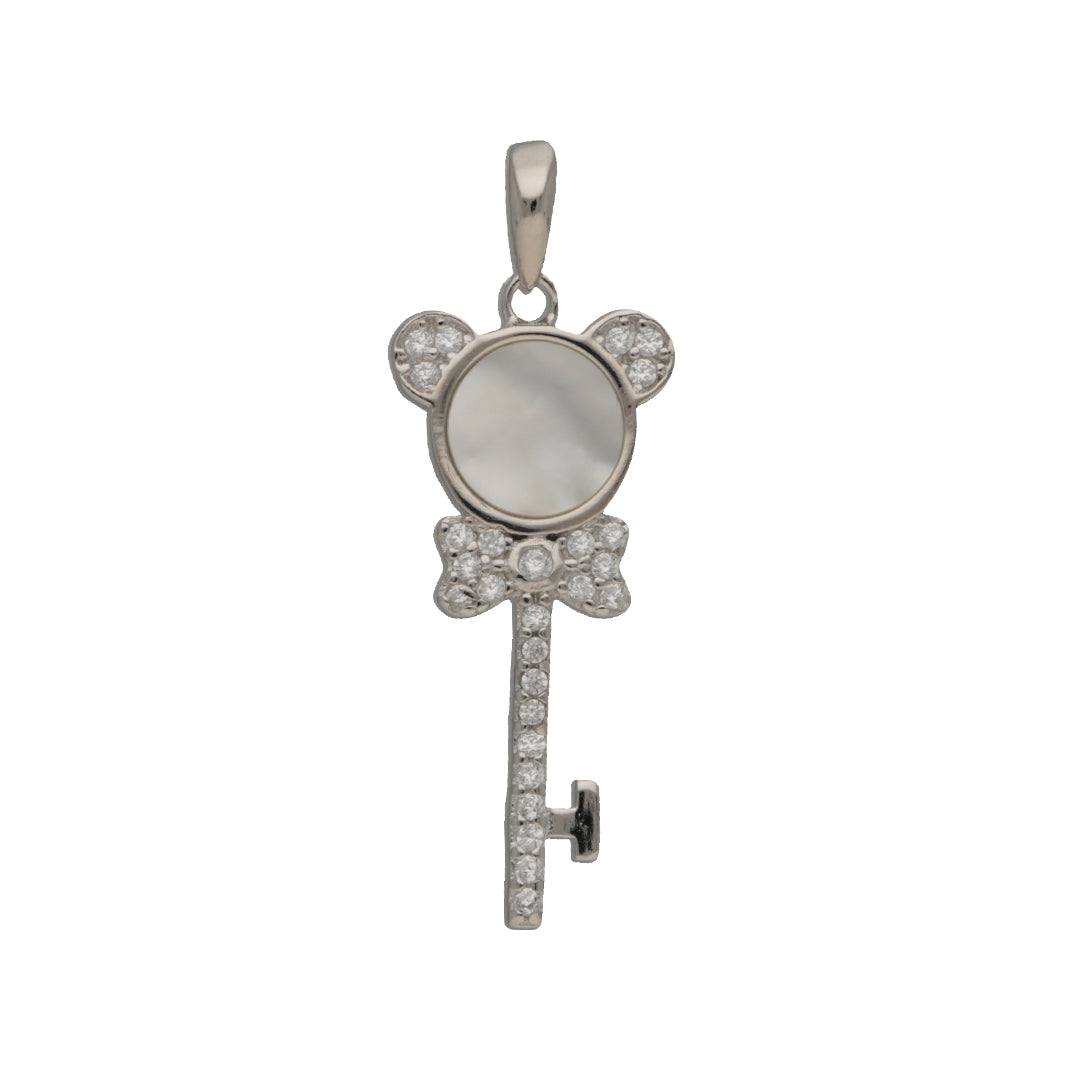 Rhodium Silver Key to Mickeys world Pendant IT0031