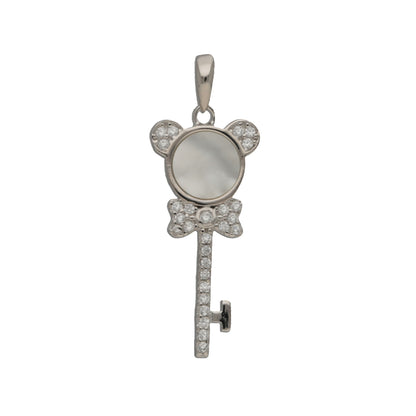 Rhodium Silver Key to Mickeys world Pendant IT0031