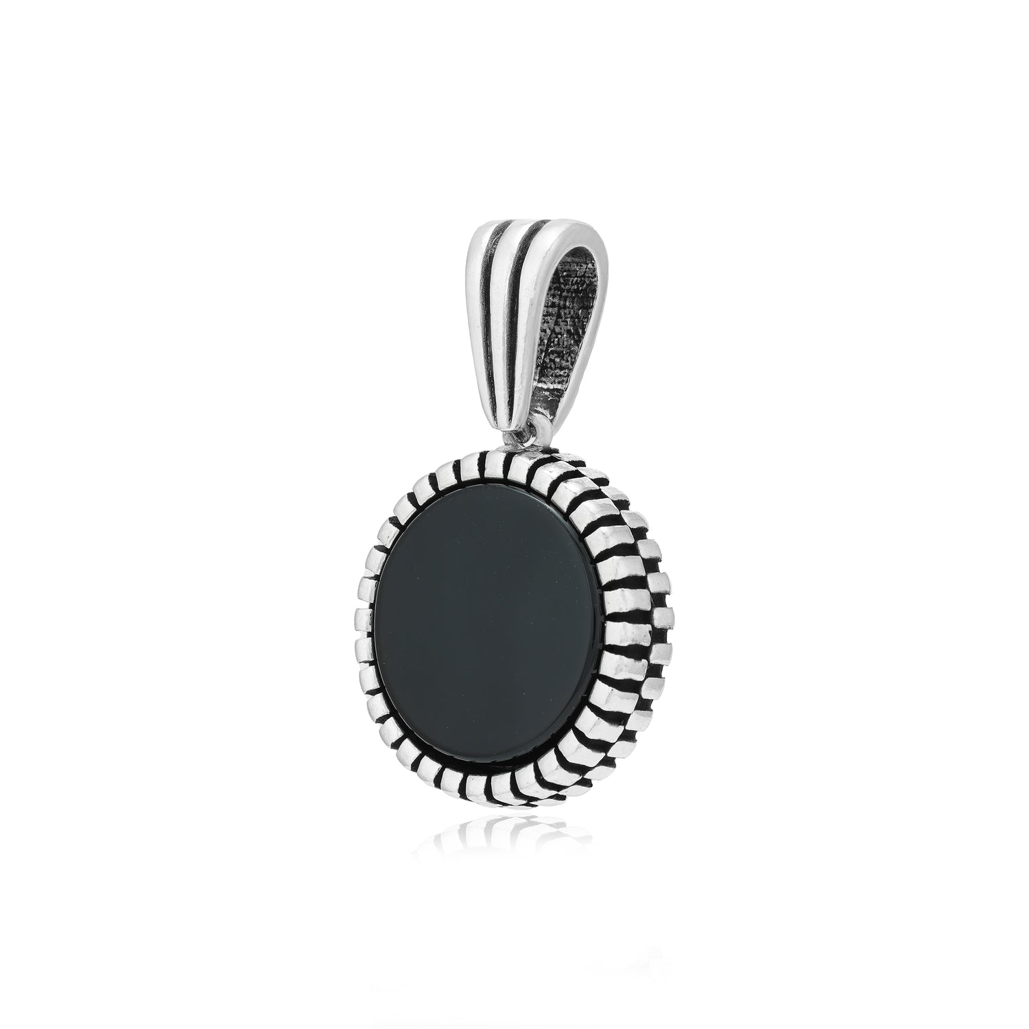 Rhodium Sophistique Rope Black Agate Halo Pendant