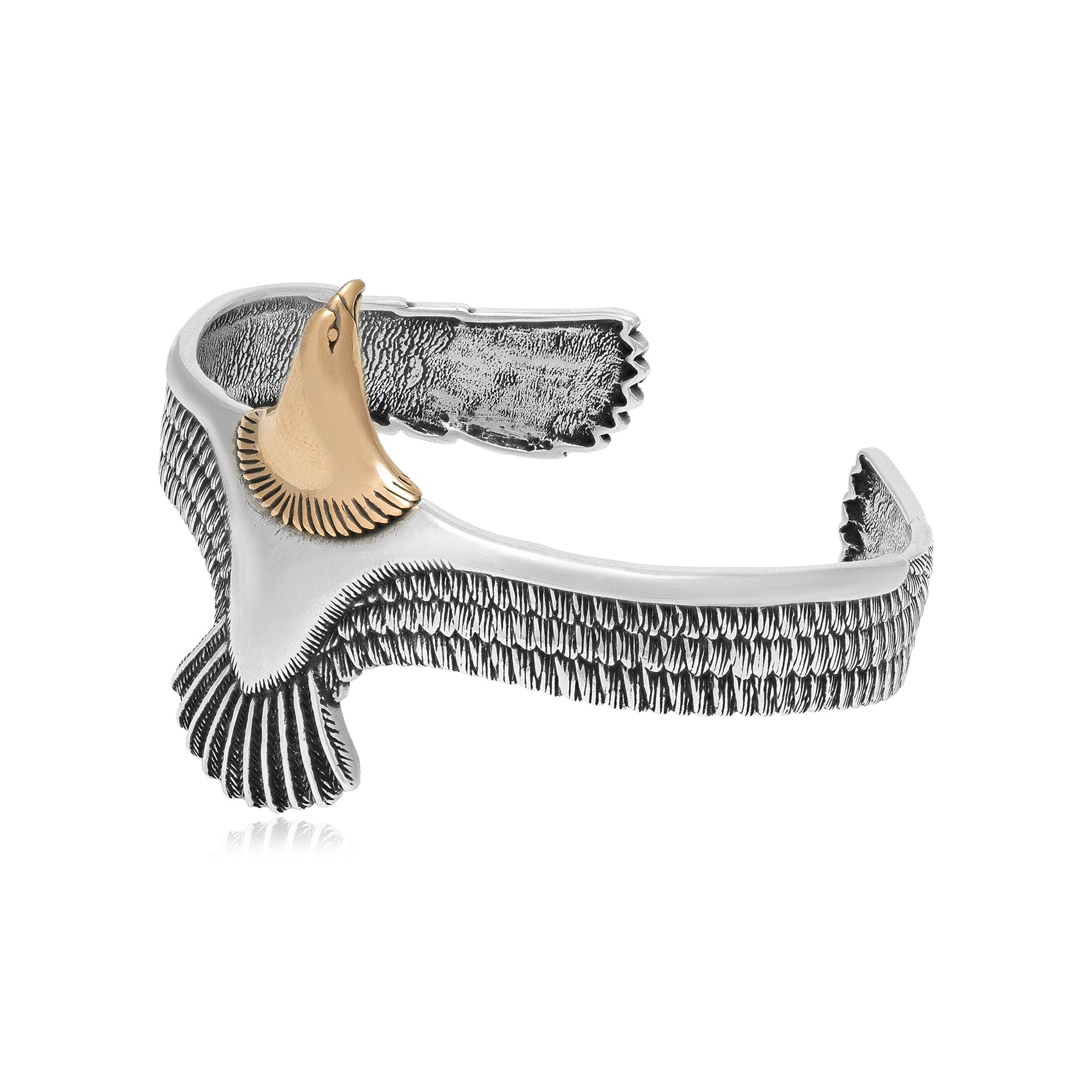 Rhodium Sovereign Oxidised Sterling Silver Eagle Cuff