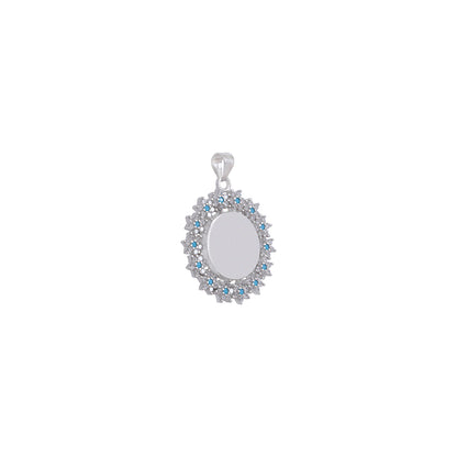 Rhodium Ting of Blue Pendant IO0218