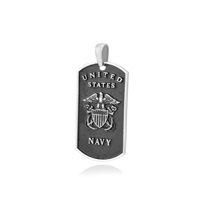 Rhodium  United States Navy Pride Oxidised Pendant