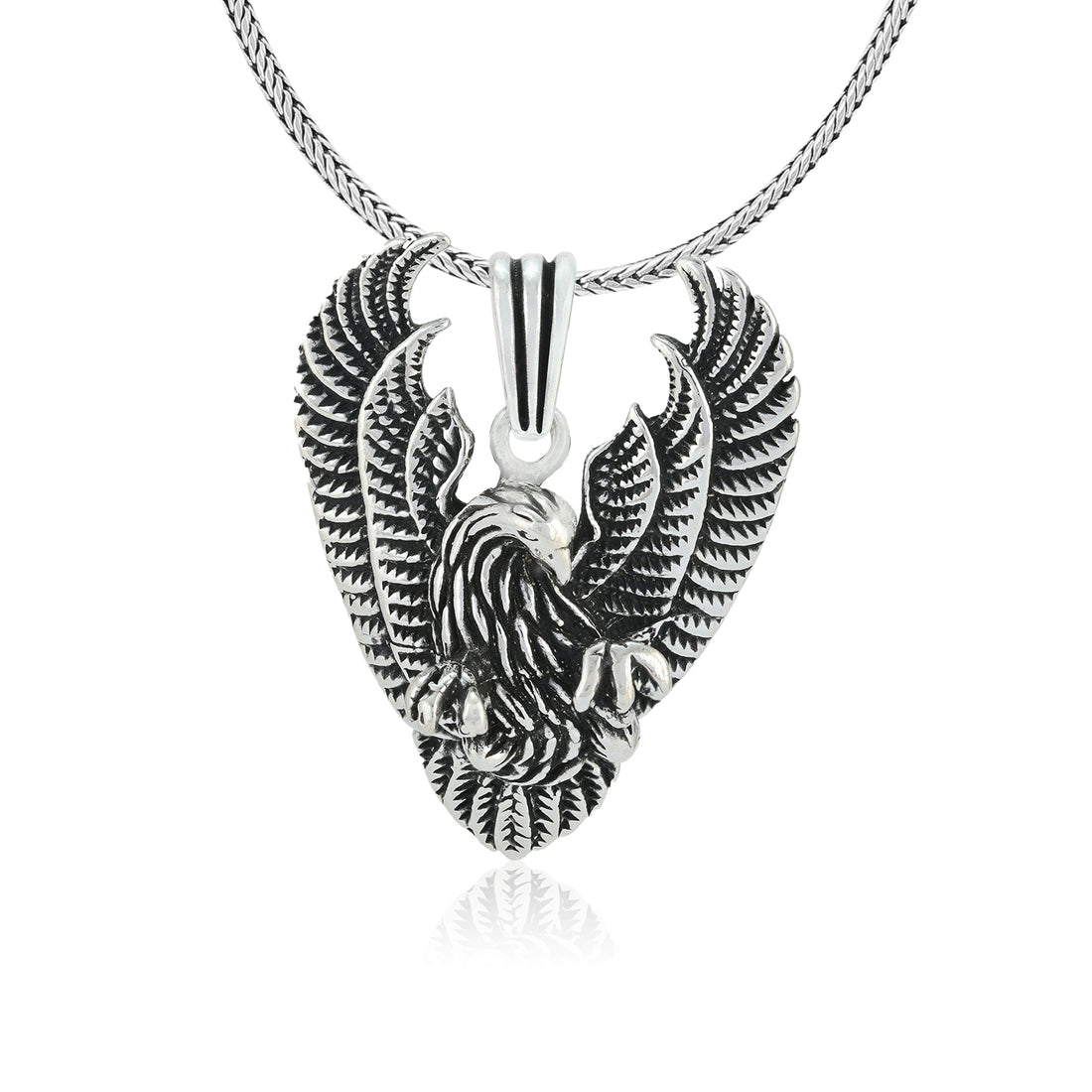 Rhodium Vigilant Protector Bold Eagle Oxidised Pendant