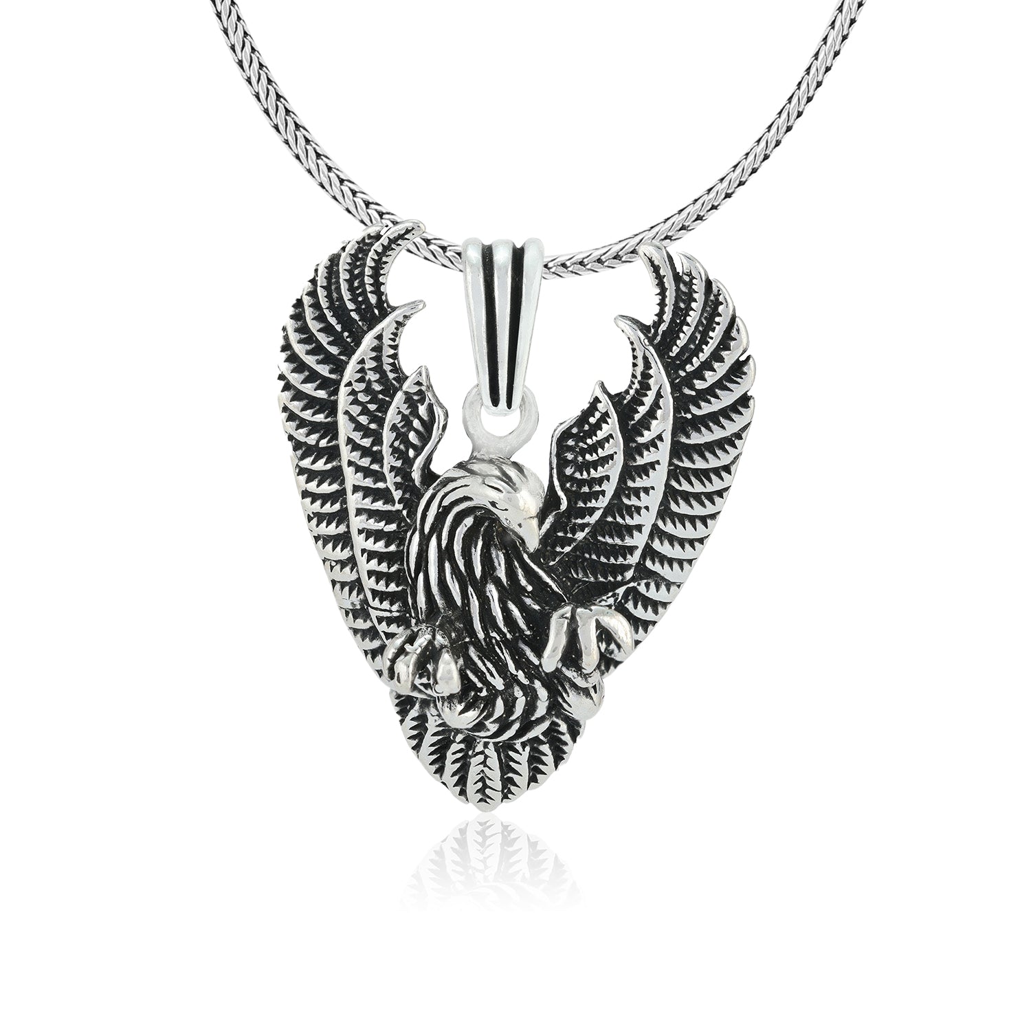 Rhodium Vigilant Protector Bold Eagle Oxidised Pendant