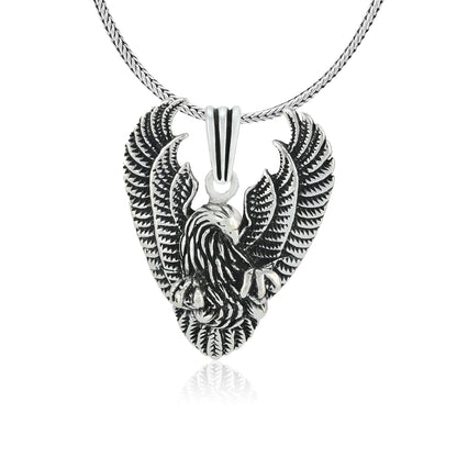 Rhodium Vigilant Protector Bold Eagle Oxidised Pendant